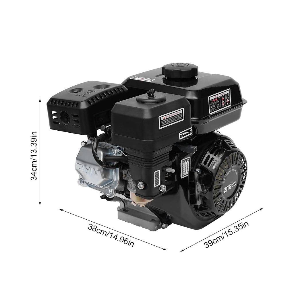 212cc 7.5 HP Electric Start Horizontal Shaft, 4-Stroke Go Kart Gas Engine Motor with Air Cooling System, Gas Powered Engine Pull Start Horizontal Motor for Go Kart Log Splitter Lawnmowers