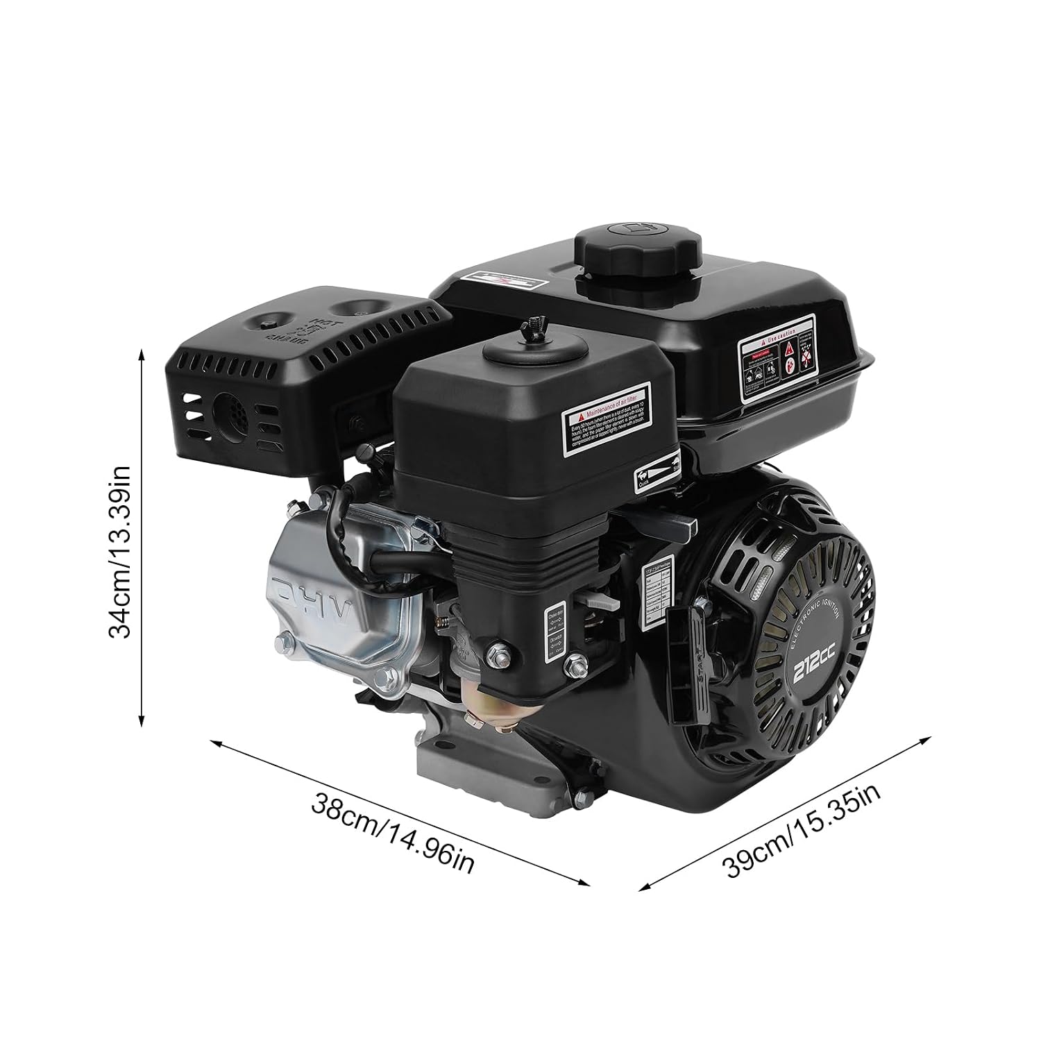 212cc 7.5 HP Electric Start Horizontal Shaft, 4-Stroke Go Kart Gas Engine Motor with Air Cooling System, Gas Powered Engine Pull Start Horizontal Motor for Go Kart Log Splitter Lawnmowers
