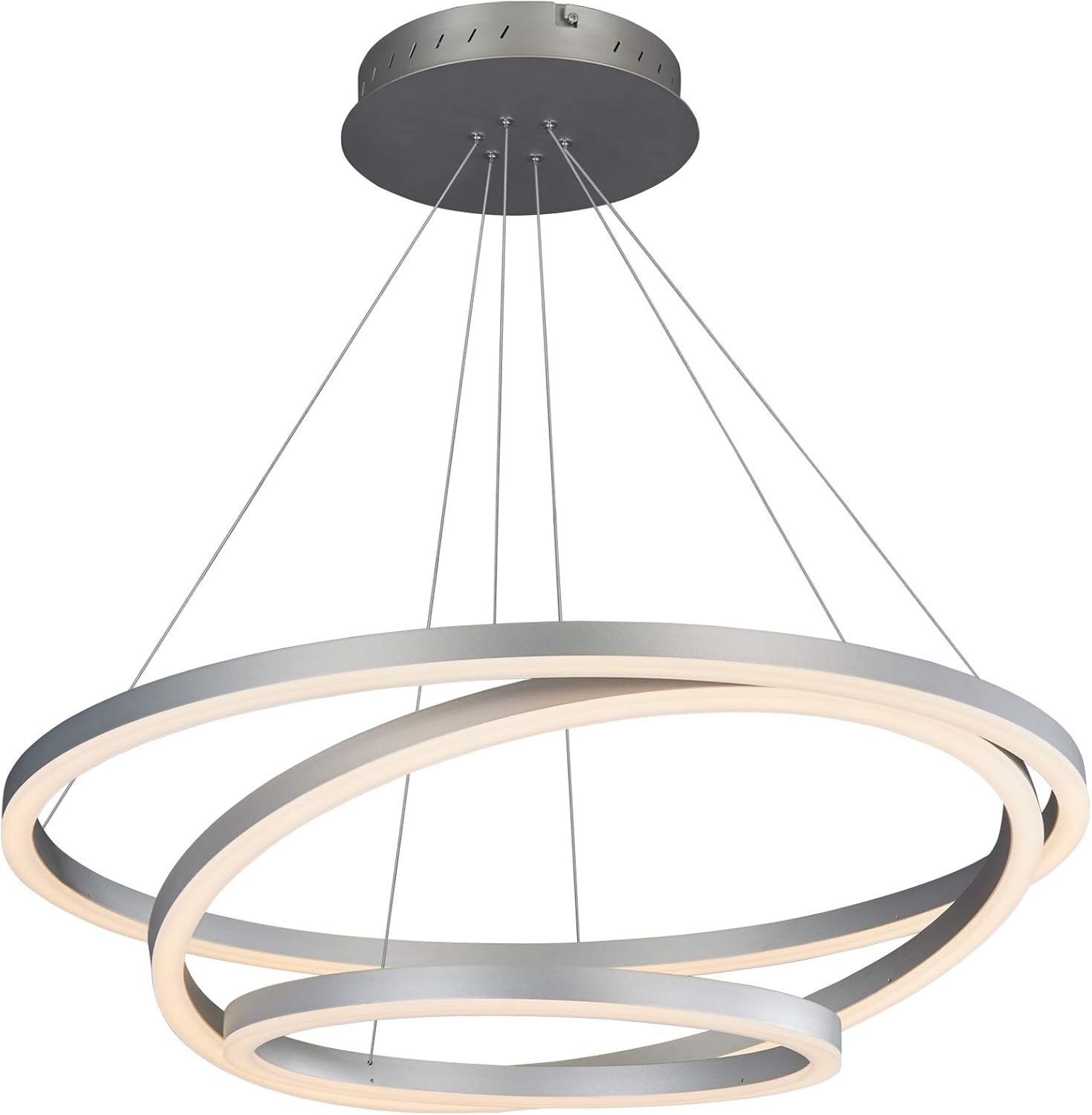 VONN VMC32500AL Tania Trio 32', Adjustable Hanging, Modern Circular Chandelier Lighting in Silver Integrated LED, 31.50' L x 31.50' W x 120' (16.5') H,