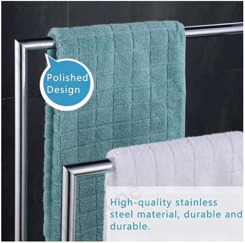 Double Clothes Drying Rack Airer, Towel Rail Bathroom Towel Racks for Bathroom,Freestanding Towel Holder Towel Stand with Bars,Silver