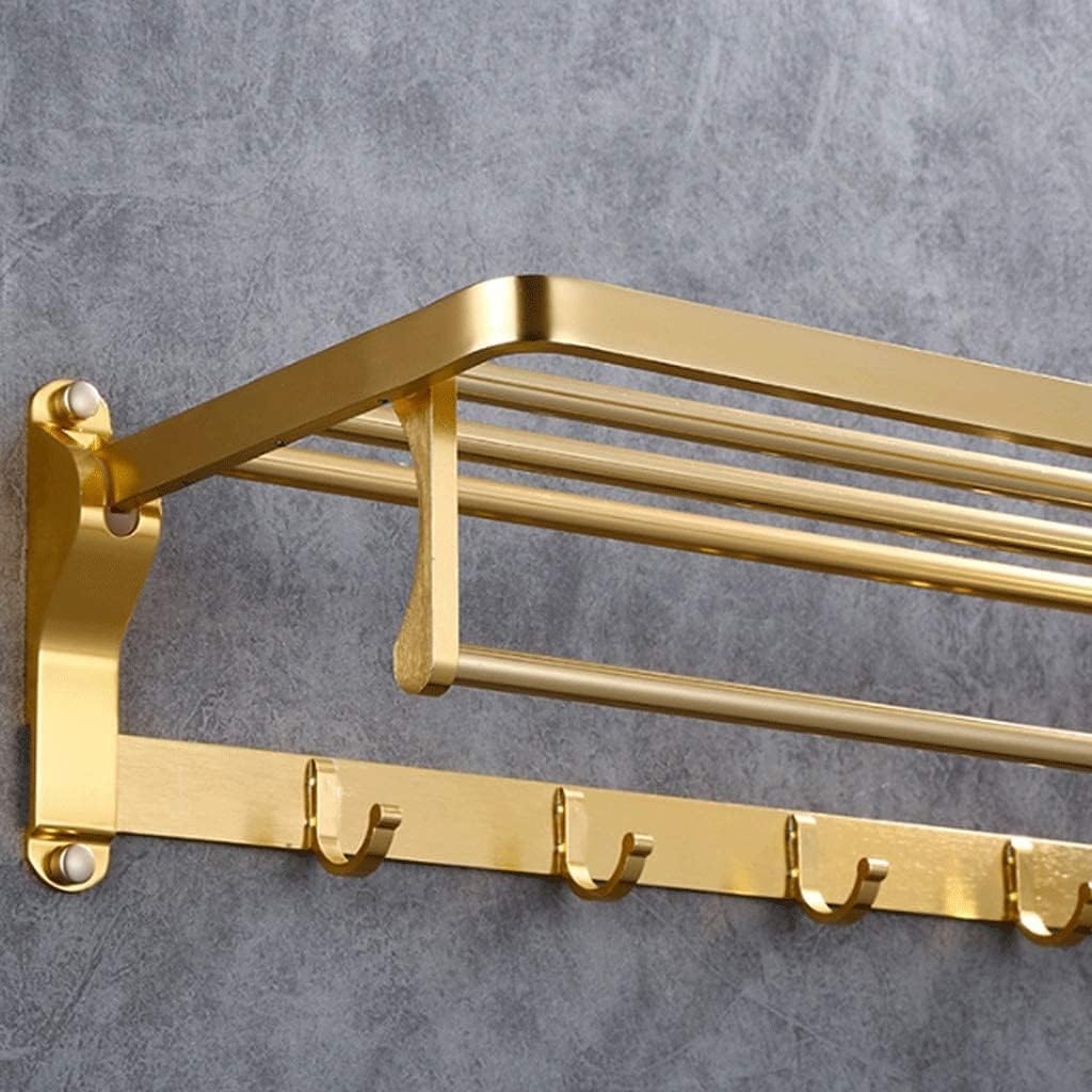 Towel Rack Towel Rails Antique Brass Bath Towel Rack Wall Mounted Towel Rail Bathroom Towel Holder Double Towel Shelf Bathroom Accessories Bathroom Towel Shelf,Gold