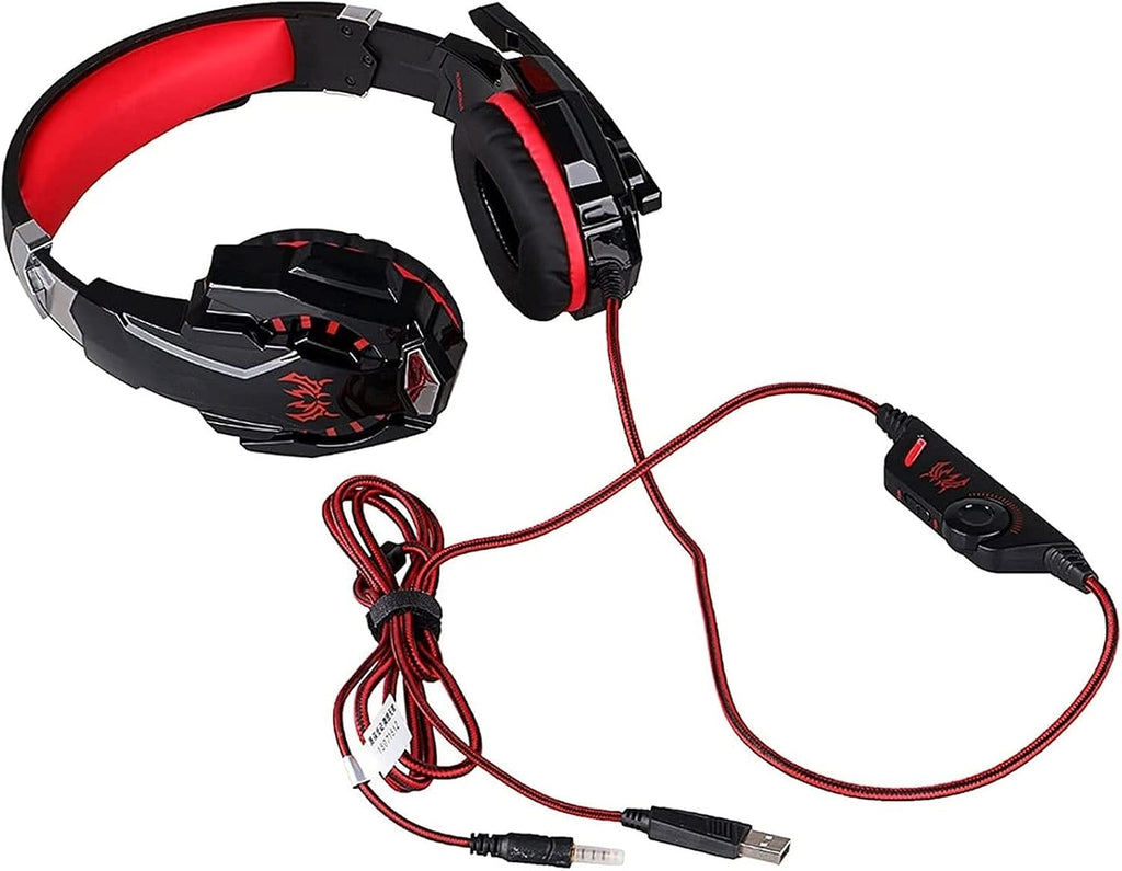 zhanghong LED Lights Wired Gaming Headset, Stereo Surround Sound, Super Soft Over-Ear Pads, One Key Mic Mute, Shock Feeling, Sound Clarity Compatible with 3.5mm Jack (Color : Red)