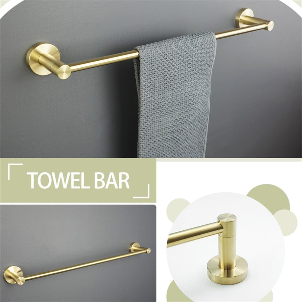 Towel Rack Brushed Gold Wall Mount Shelf Toilet Bathroom Hardware Paper Holder Towel Rack Rod Hanger Bathroom Accessories Single Towel Rack B