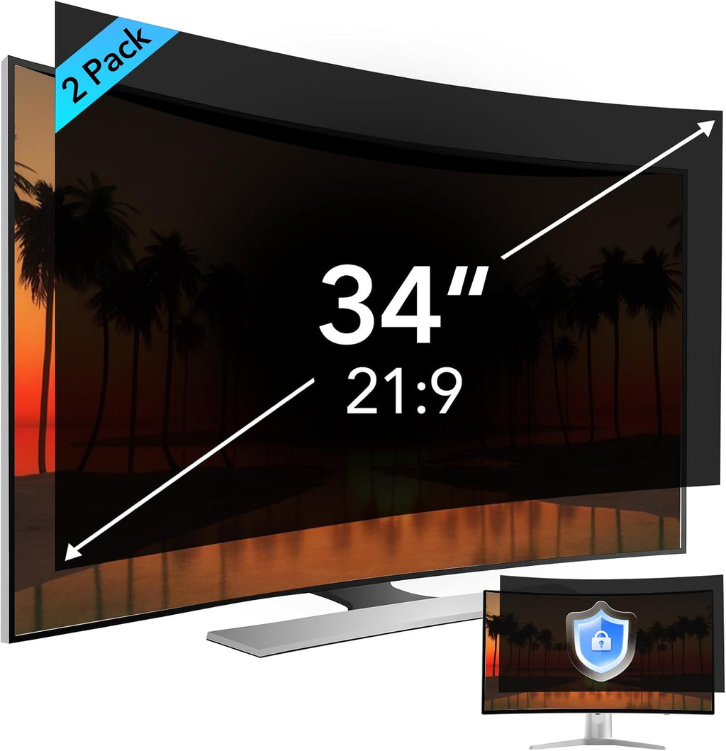 2 Pack 34 inch Computer Privacy Screen Filter for 21:9 Aspect Ratio Widescreen Monitor,34in Curved Computer Monitor Privacy Shield Anti Glare Eye Protection, Anti-Scratch Removable Protector Film