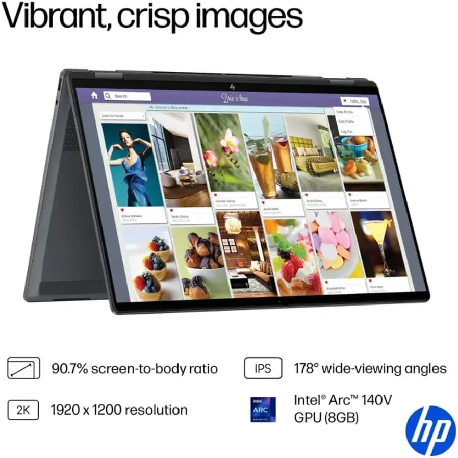 HP 2025 OmniBook X Flip 2-in-1, Copilot+ PC, 16' 2K 400Nits Touch-Screen Laptop, Ultra 7 256V(Beats Ultra 7 155U), 16GB RAM, 1TB SSD, 23H Battery, Win 11, Backlit KB, W/Stylus Pen