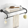 Towel Rack Antique Brass Towel Rail with Double Towel Shelf for Bathroom Wall-Mounted Shower Shelf Organizer Black (Color : Nero)