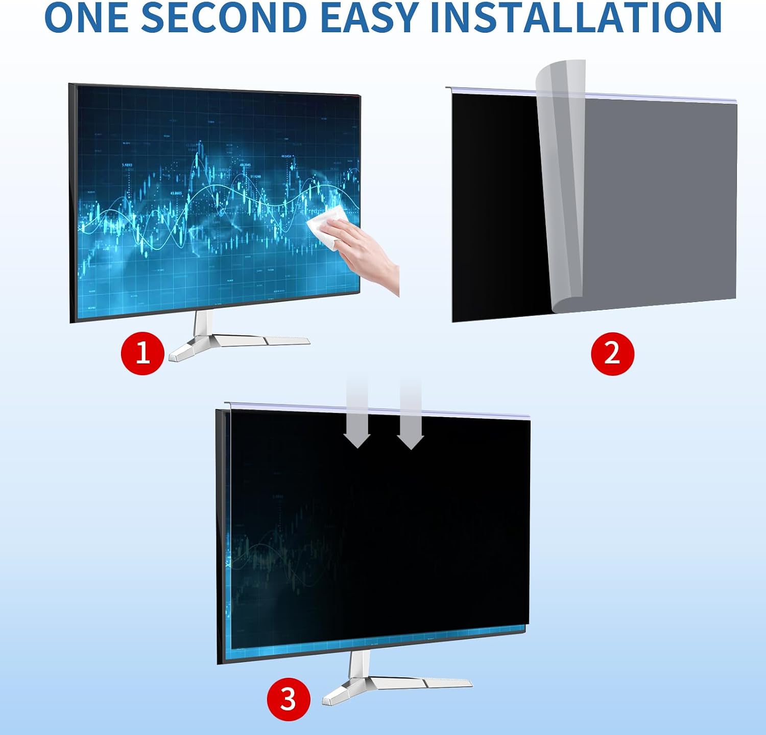 〔2-Pack〕 24 Inch Computer Privacy Screen Filter for 16:9 Monitor, Anti-Blue Light, Anti-UV,Blue Light Blocking Removable Privacy Protector Shield Fits 23.6', 23.8', 24' Monitors
