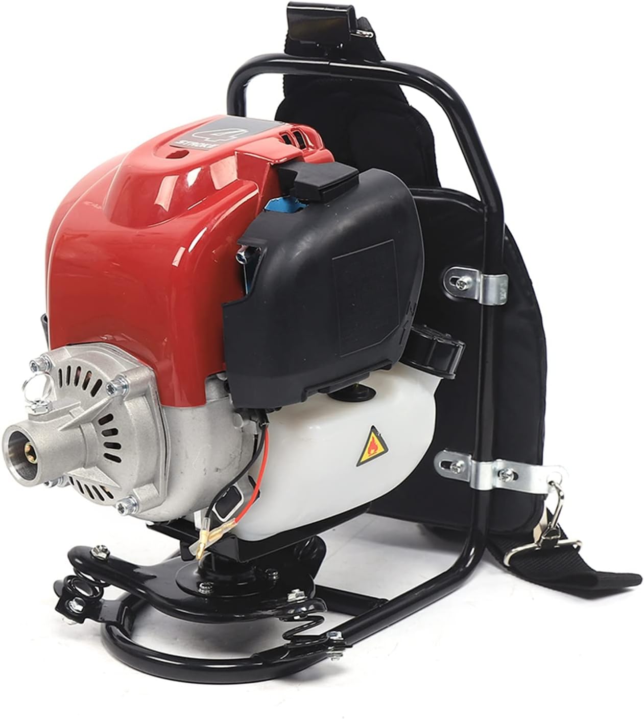 Backpack Brush Cutter Tiller, 4 Stroke 1.4HP Gas Powered Grass Hedge Trimmer Air-Cooled Single Cylinder Cultivator Lawn Mower for Cut Remove Weeds On Lawns, Farmland 4500-8500rpm