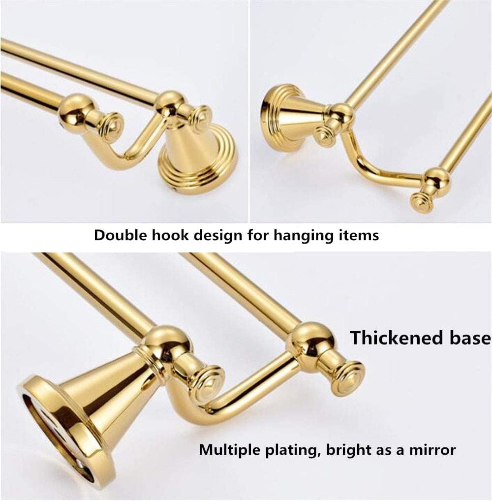 Towel Racks European Copper Towel Rack Double Towel Bar Wall-Mounted Towel Holder Towel Rail for Bathroom Kitchen Office Organizer (Color : Gold, Size : 40cm)