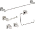 KIBI Cube 5-Piece Brushed Nickel Bathroom Hardware Set – Bath Accessories Kit, Premium Brass, Includes Towel Bar, Towel Ring, Toilet Paper Holder, Robe Hook & Towel Hook for Bathroom Wall, C-KBA15-5-1