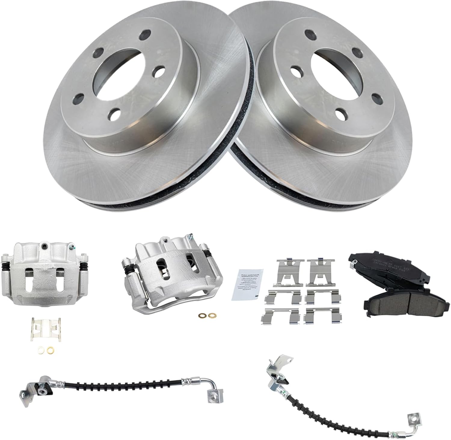 TRQ Front Brake Pad and Rotor Set Ceramic Rotors Calipers Hoses Compatible with 1996-2001 Ford Explorer 1998-2002 Ranger Mazda B4000 1998-2001 Mercury Mountaineer