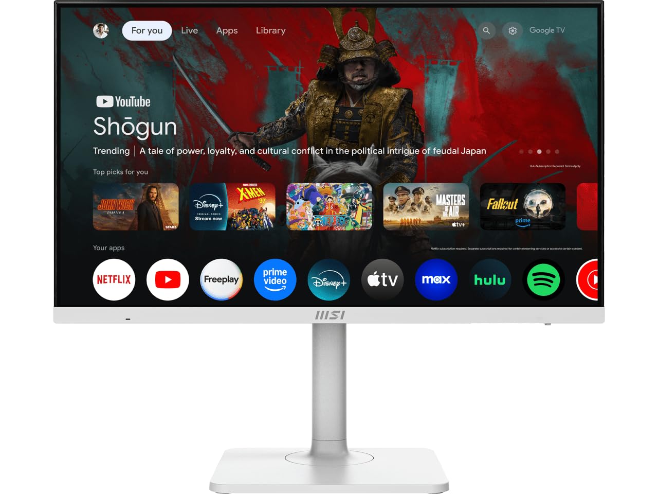 msi Modern MD27UPSW 27-inch IPS 3840 x 2160 (UHD) Smart Monitor, 60 Hz, Adaptive-Synch, HDR Ready, HDMI, DisplayPort, USBC 65W Power Delivery, VESA Mountable, Height Adjustable, Speaker, White