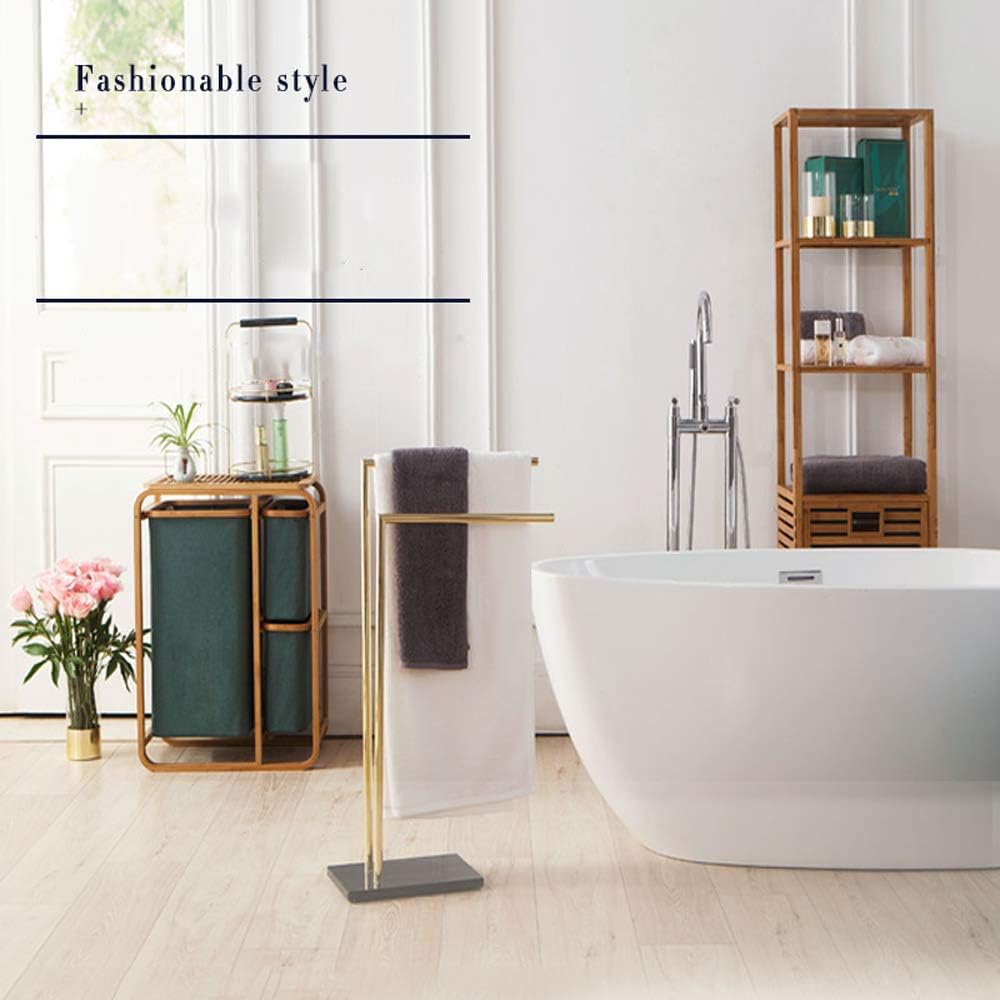Wing Bathroom Towel Holder Stand Floor, Gold Freestanding Towel Rack with Marble Base, Stainless Steel Double Bathroom Towel/Kitchen Towel Rack Stand, Heavy Duty Metal, Never Rust