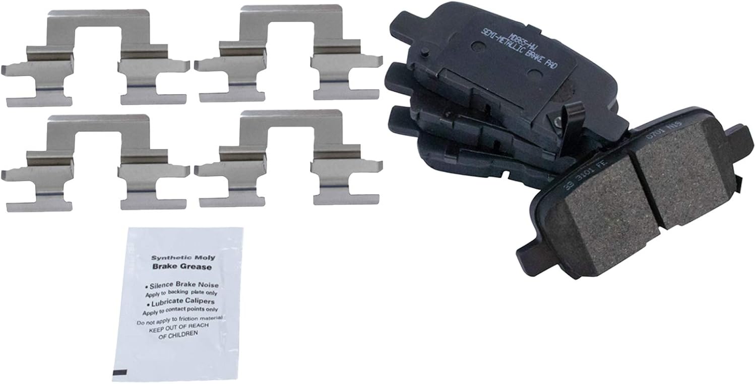 TRQ Rear Performance Brake Pad, Caliper, & Rotor Kit, with Chemical Kit Semi-Metallic Premium G-Coated Compatible with 2001-2006 Acura MDX 2003-2008 Honda Pilot