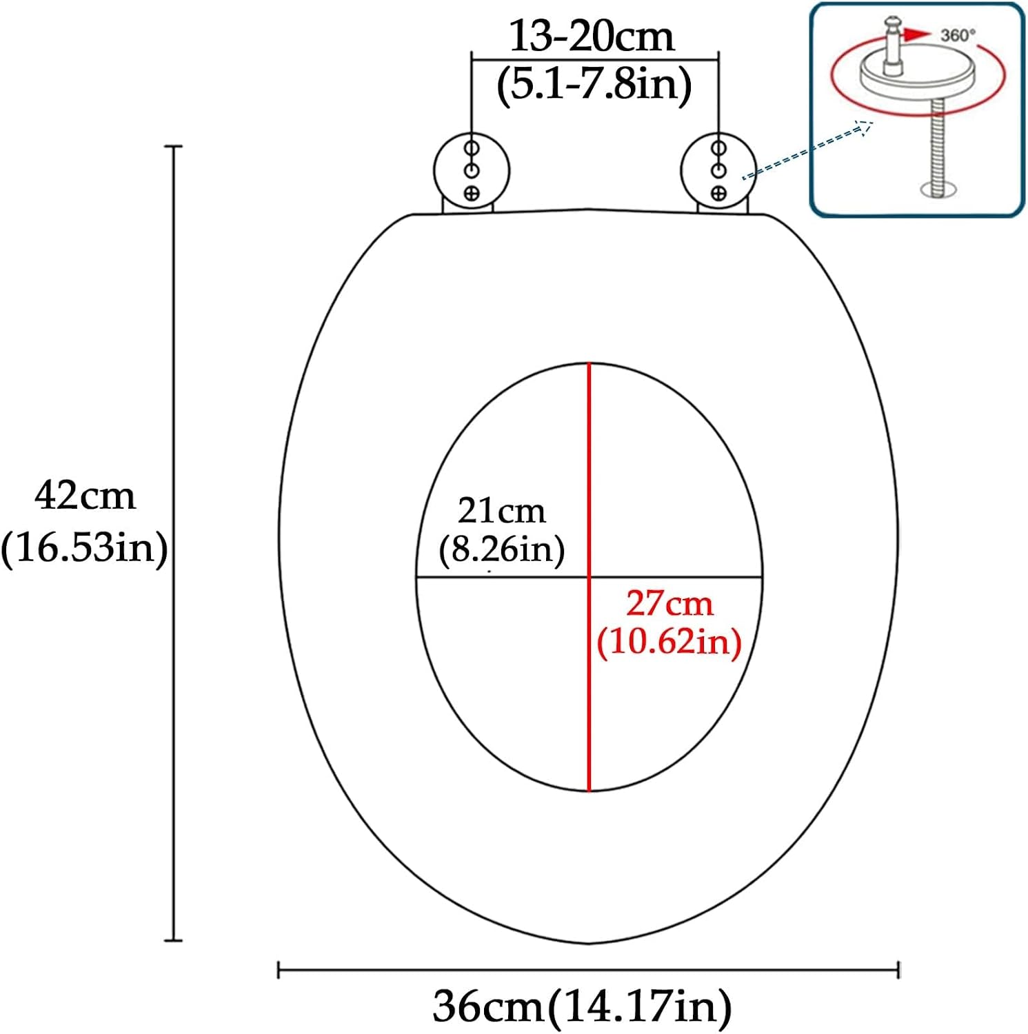16.5 in Toilet Seat,Round Toilet Seat Cover Thicken Heavy Duty Non-Slip Toilet Lid Quick Release Easy Cleaning,Resin Toilet Seat with Adjustable Hinges,Silver，Gold Foil