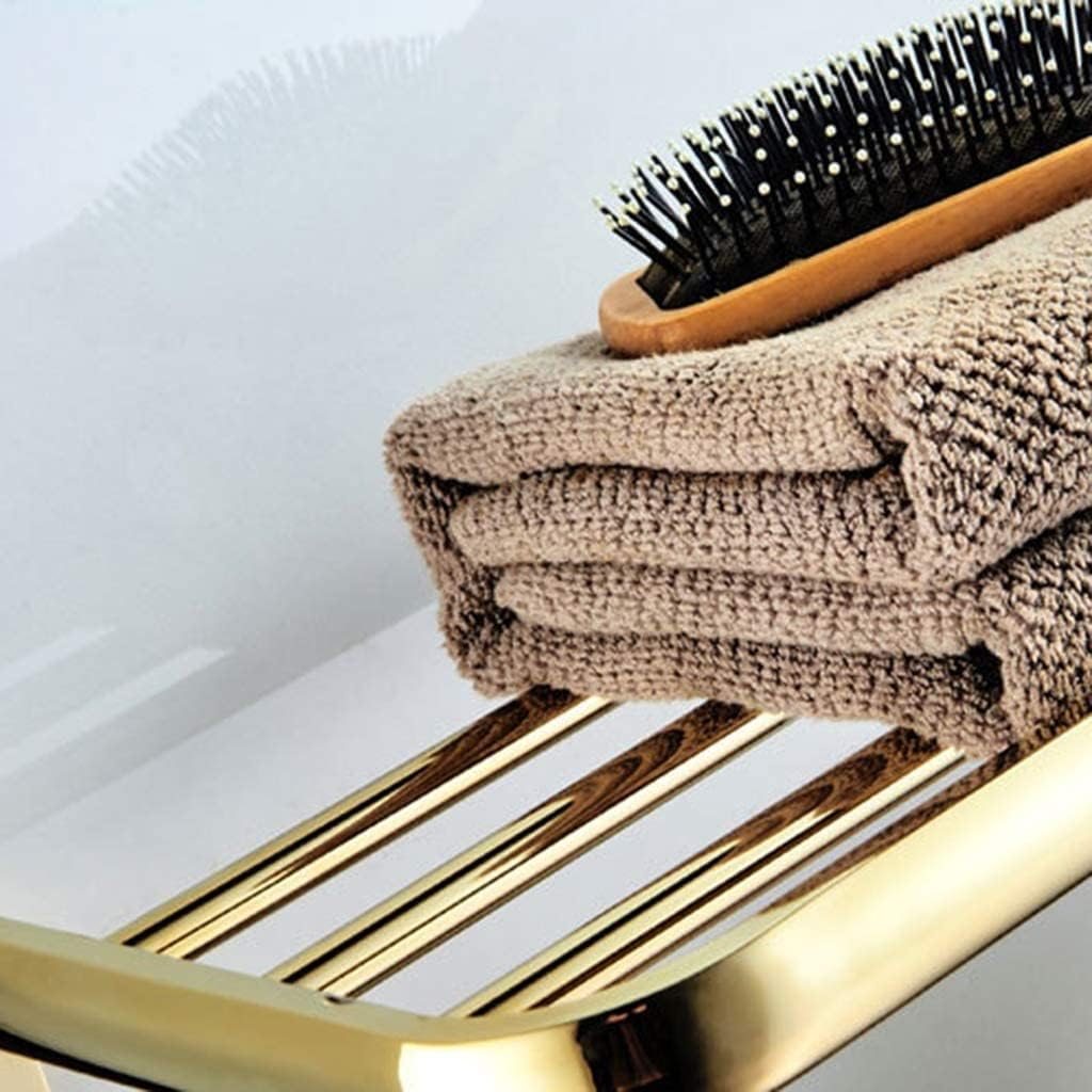 Towel Rails Gold Towel Racks, Wall-Mounted Towel Stands Metal Brass Household Bathroom Double Layer Towel Bars Hardware Decoration Towel Holder Towel Racks