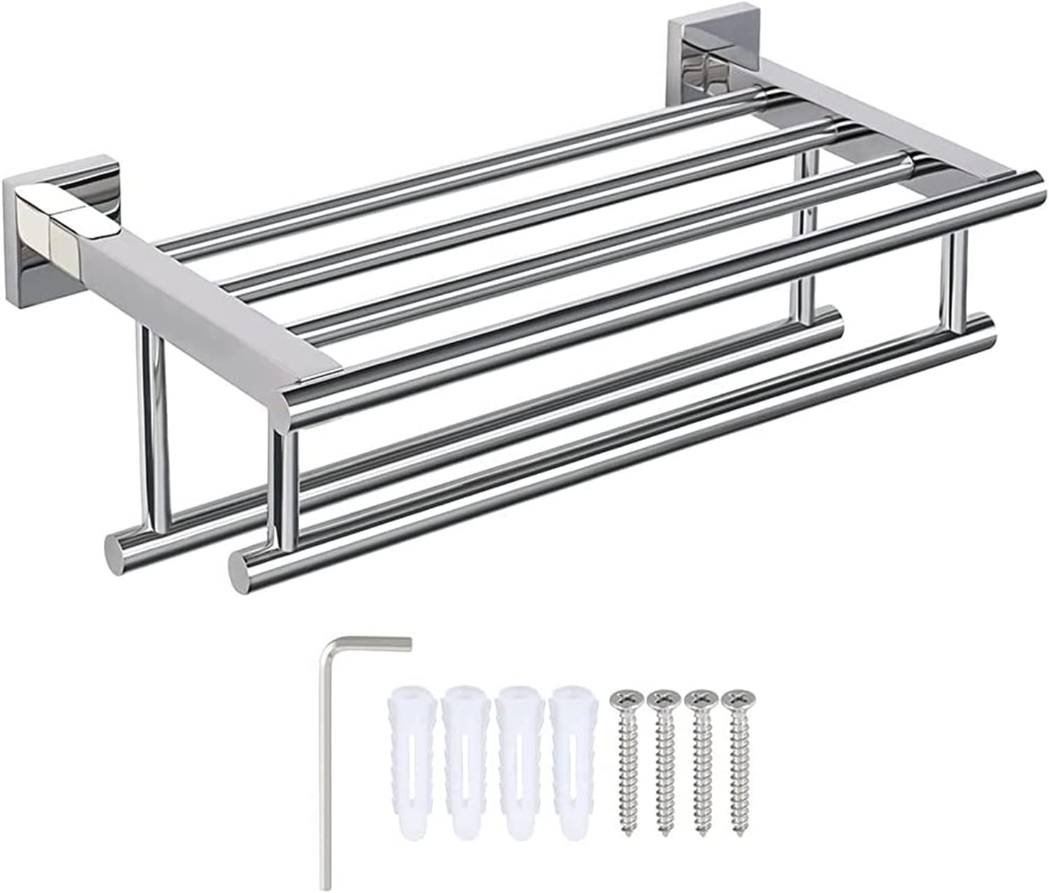 Towel Rail Bathroom Wall Mounted Towel Holder,Double Towel Holder with 2 Bars Bathroom Shelf,Brushed Bathroom,Wall Mounted Hanger Storage/Gold/A, Grey Wolf (Matte Black Grey Wolf)
