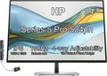 HP Series 5 Pro 524pn 24' 100 Hz 300 Nits WUXGA IPS Monitor, Anti Glare, Flicker Free, VESA Mount (100mm), Adjustable Tilt, Swivel, Pivot & Dockztorm USB Port Expander, Black/Silver (9D9A7AA#ABA)