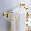 Towel Bar Towel Rack Towel Holder Towel Rod-European Style Bathroom Shelf Bathroom Double Pole Towel Rack Hook Bathroom/Gold/70Cm Bathroom (Color : Gold, Size : 40Cm)