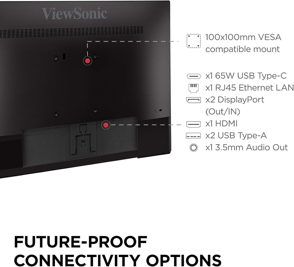 ViewSonic VP2468A_H2 24 Inch 1080p Dual Pack Head-Only ColorPro Monitors, 100% sRGB and Pantone Validated for Dual Screen Graphic Design, Advanced Ergonomics, 65W USB-C, and DisplayPort Daisy Chain