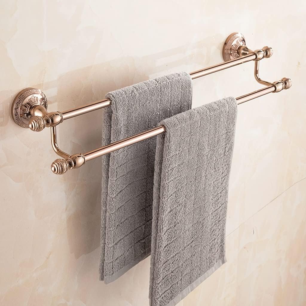 Hand Towel Bar Rack, Bathroom Towel Holder, Rose Gold Bathroom, Bathroom Hotel/Home Bathroom Storage Towel Rack, Towel Rail, Bathroom Shelf/Double Pole Bathroom (Color : Double Pole)