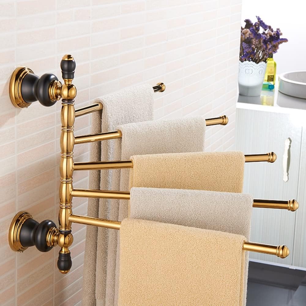 Bathroom Hardware Set Brown Bronze Rose Gold Towel Rack Set Towel Bar Toilet Paper Holder Towel Ring Wall Mounted Bathroom Accessories Kit Wall Mounted,Single Glass(Five Rods)