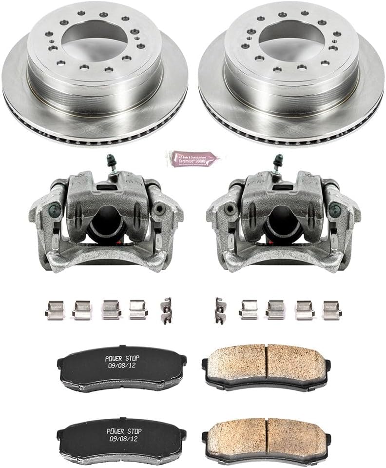 PowerStop Rear Brake & Caliper Kit for Lexus GX460 2010-23 | Toyota 4Runner 2010-24 - Ceramic Brake Pads + Calipers + Disc Rotors Replacement, KCOE5875