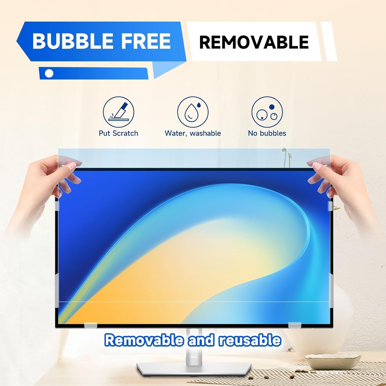 IPROKKO 2 Pack 32 inch Anti-Blue Light Monitor Screen Protector for 16:9 Widescreen, Removable Anti Glare Blue Light Blocking Screen Filter, Anti-UV Eye Protection PC Computer Film [Washable Wipes Clean]