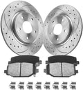 Brake Pads And Rotors Kit Compatible With 2012-2020 Dodge Grand Caravan, Dodge Journey, Rear Automotive Replacement Brake Kits 53069 D1596-8811 Drilled And Slotted Rotors 328mm(12.9in)