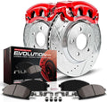PowerStop Front Brake & Caliper Kit for Mazda Miata 1994-97 | Mazda Miata 1999-05 - Carbon-Fiber Ceramic Brake Pads + Drilled & Slotted Rotors + Red Powder Coated Calipers, KC793