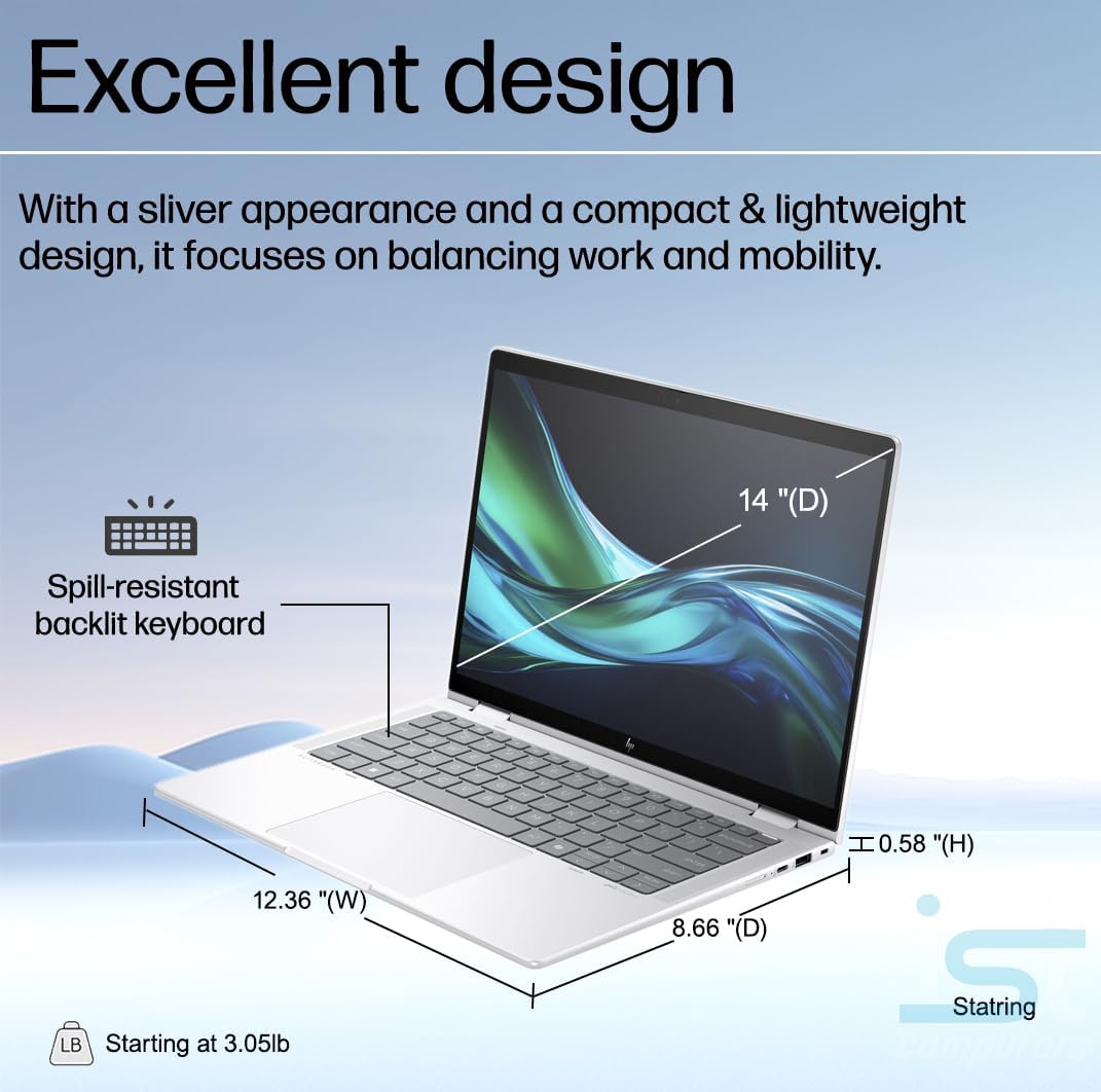 HP EliteBook x360 1040 G11 14' 2-in-1 Touchscreen Laptop (Intel Ultra 7 155H, 32GB RAM, 2TB SSD, 2.8K QHD OLED) Business AI PC, Elite X Flip G1i, Backlit, FP, IR Webcam, Rechargeable Pen, Win 11 Pro