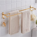 LSLYTQ Towel Rail Rack Bathroom Matt Silver Towel Rack, Space Aluminum Fashion Black Wall Mounted Double Bar, Towel Hanger with Hooks Home Accessories for Bathroom Kitchen