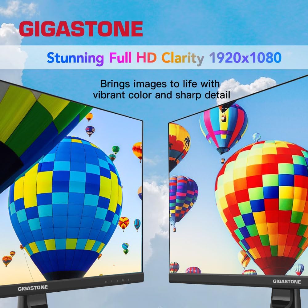 Gigastone 27 inch IPS LED Back Light Monitor 100Hz FHD 1920 x 1080,178°WideView,Frameless, Dual Monitor, MPRT 1ms, Built-in Speakers, Eye Care Technology, Ergonomic Tilt VESA Mount, HDMI VGA