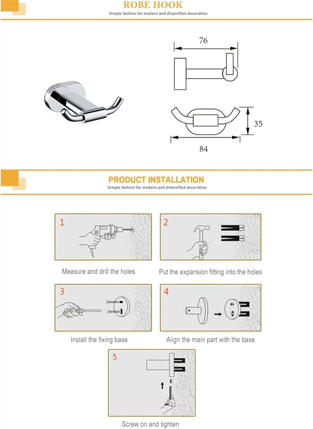 KETTEL Bathroom Accessories, Chrome Polished Bathroom Hardware,Gold Holder Bathroom Accessories，Wall-Mounted Bathroom Rack Accessory ，Fixtures (Color : Double Towel Bar)