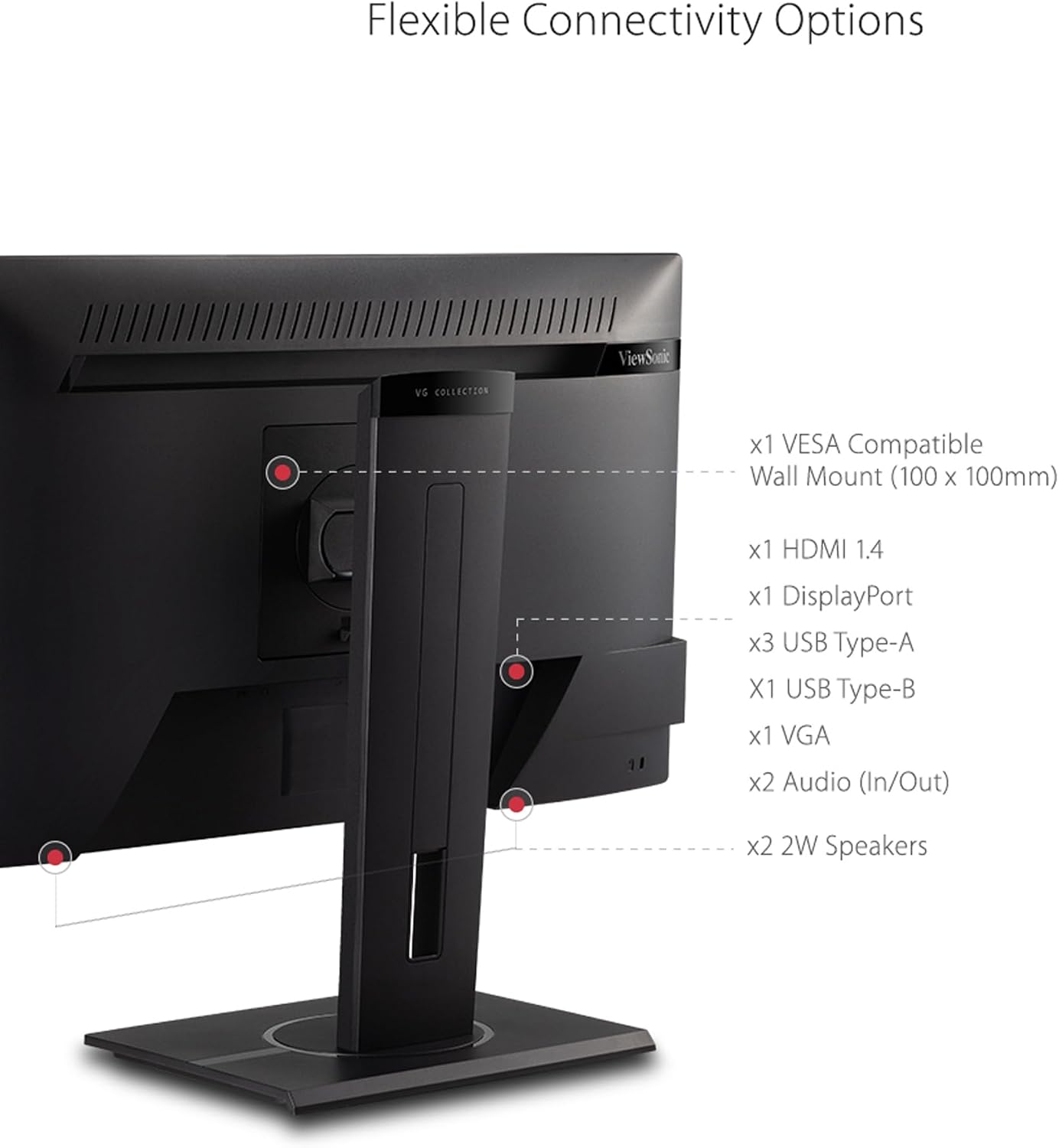 ViewSonic VG2440 24 Inch 1080p Monitor, VA Display for Smooth Home and Office Productivity, Advanced Ergonomics, HDMI, DisplayPort, VGA, and USB Inputs