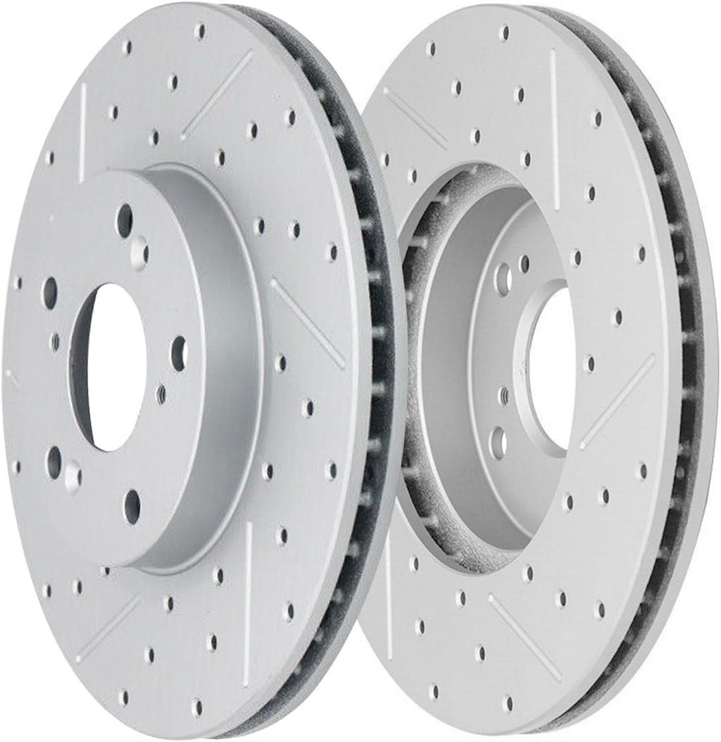 Detroit Axle - 8pc Brake Kit for 2013 2014 2015 2016 2017 2018 Acura RDX, Drilled Slotted Disc Brake Rotors Ceramic Brakes Pads with Hardware Replacement: 12.28' inch Front & 12.00' inch Rear Rotor