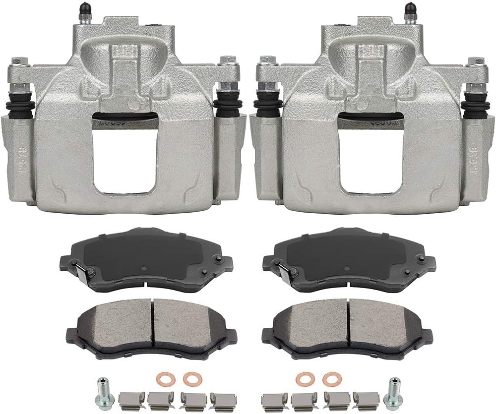SCITOO Front Left & Right Brake Kit [4] Brake Pads [2] Brake Disc Calipers w/Bracket Compatible With 2008-2012 for Chrysler for Town & Country,2008-2016 for Dodge for Grand Caravan
