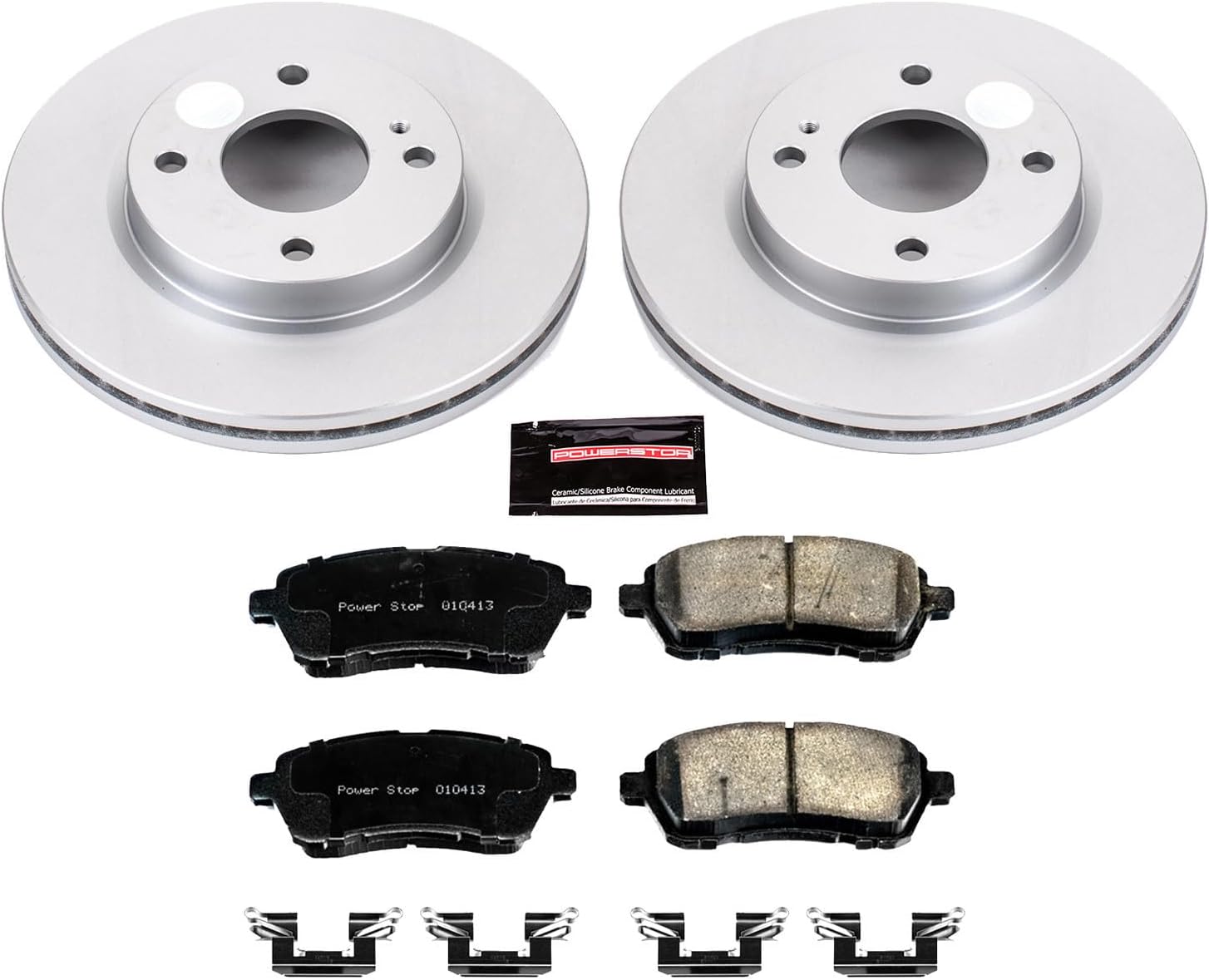 PowerStop Front Brake Kit for Ford Fiesta 2011-19 - Fully-Coated Disc Rotors with Z17 Ceramic Brake Pads Replacement, CRK5969