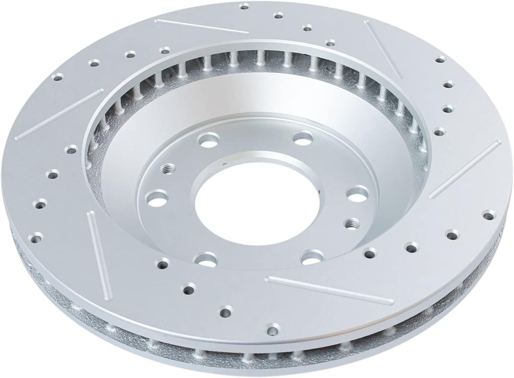 TRQ Performance Front Brake Pad & Rotor Ceramic Coated Drilled Rotors Calipers Compatible with 02-05 Chevrolet Trailblazer GMC Envoy 02-04 Oldsmobile Bravada 04-05 Buick Rainier 2005 Isuzu Ascender