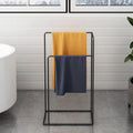 Metal Vertical Standing Towel Rack with Double Bars for Practical Use - Elegant Gold Finish - Size: 42x20x91cm