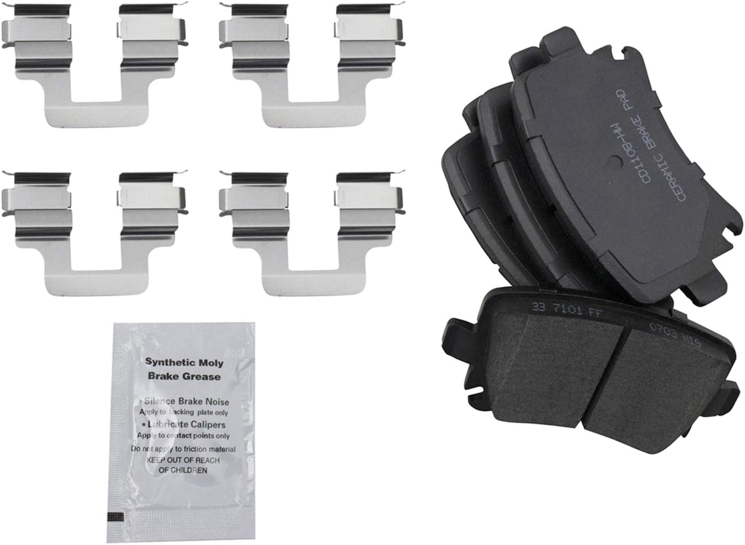 TRQ Rear Brake Pad and Rotor Set Ceramic Rotors Calipers Hardware Compatible with 2010 Audi A3 A3 Quattro Volkswagen Golf