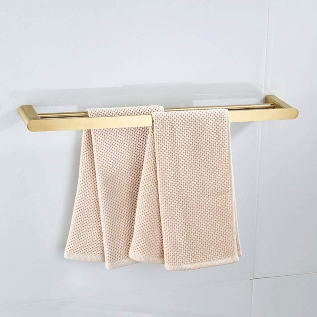 Stainless Steel Towel Rack Multifunctional，Double Towel Holder Bathroom Kitchen with Hook，Space Saving and Easy to Install，Gold, 60cm