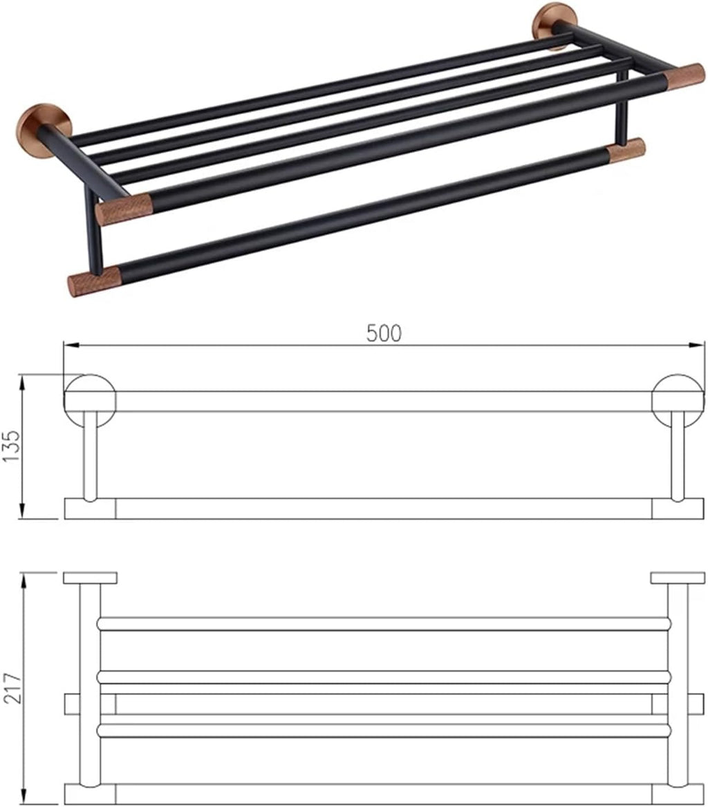 Black Rose Gold Wall Mount Stainless Steel Robe Hook Toilet Paper Holder Towel Bar Rack Cup Holder Bathroom Set(Towel Rack)