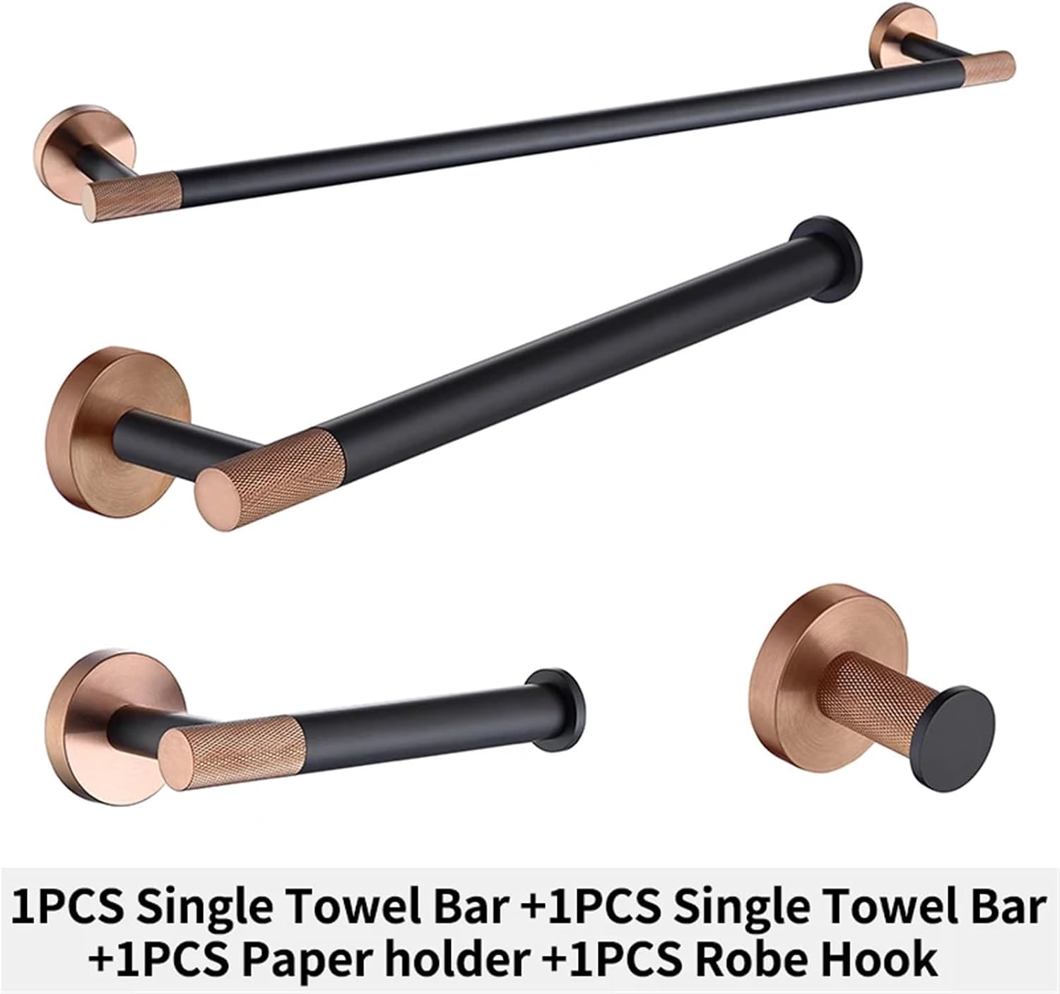 Black Rose Gold Wall Mount Stainless Steel Robe Hook Toilet Paper Holder Towel Bar Rack Cup Holder Bathroom Set(Whole Set 10)