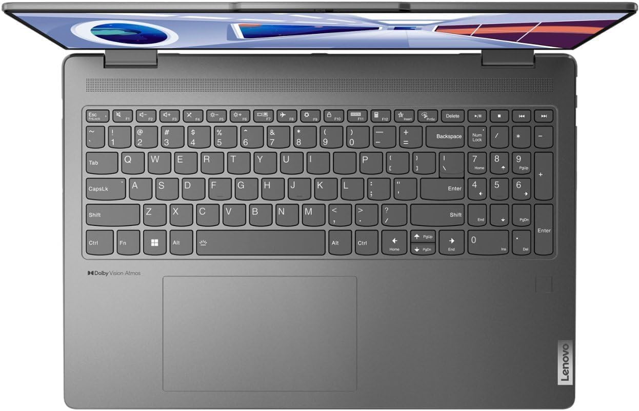 Lenovo Yoga 7i 2-in-1 16' WUXGA Touchscreen Laptop, Intel Core i5-1335U, 8GB RAM, 512GB SSD, Backlit Keyboard, Fingerprint Reader, Windows 11 Home, Storm Grey
