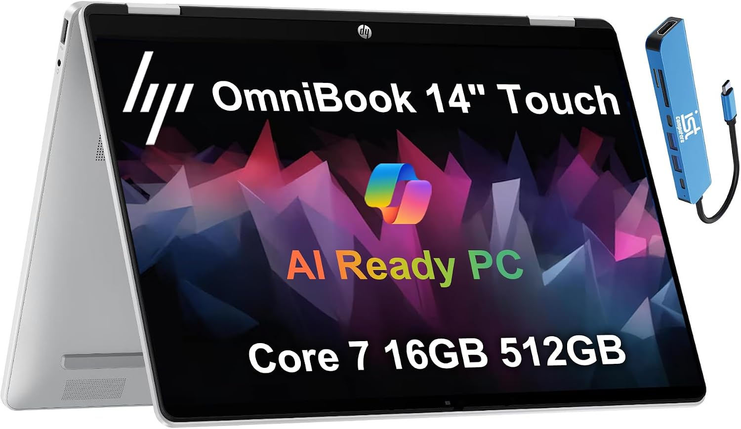 HP OmniBook 5 Flip (Next Gen Envy x360) 2-in-1 Touchscreen AI PC Laptop (14' FHD+, Intel 10-Core 7 150U (> i7 1355U), 16GB DDR5, 512GB SSD) for Designer, IST Hub, 5MP IR Webcam, Win 11 Home
