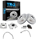 TRQ Front Brake Pad and Rotor Set Ceramic Rotors Calipers Hoses Compatible with 2000 Cadillac Escalade