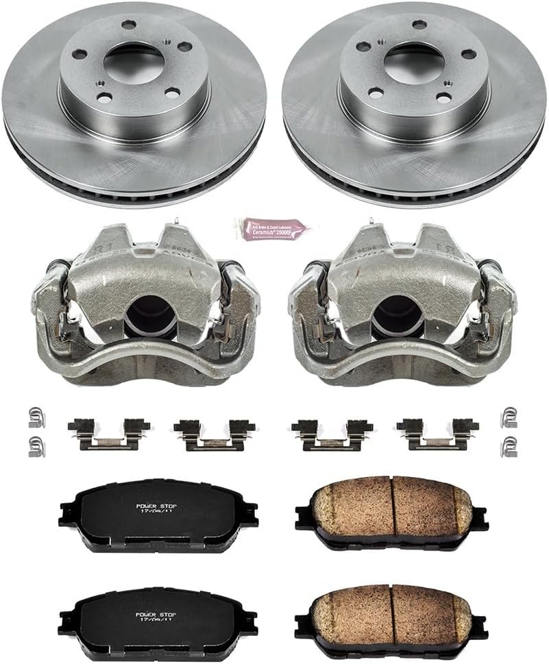 PowerStop Front Brake & Caliper Kit for Toyota Tacoma 2005-15 - Ceramic Brake Pads + Calipers + Disc Rotors Replacement, KCOE5431