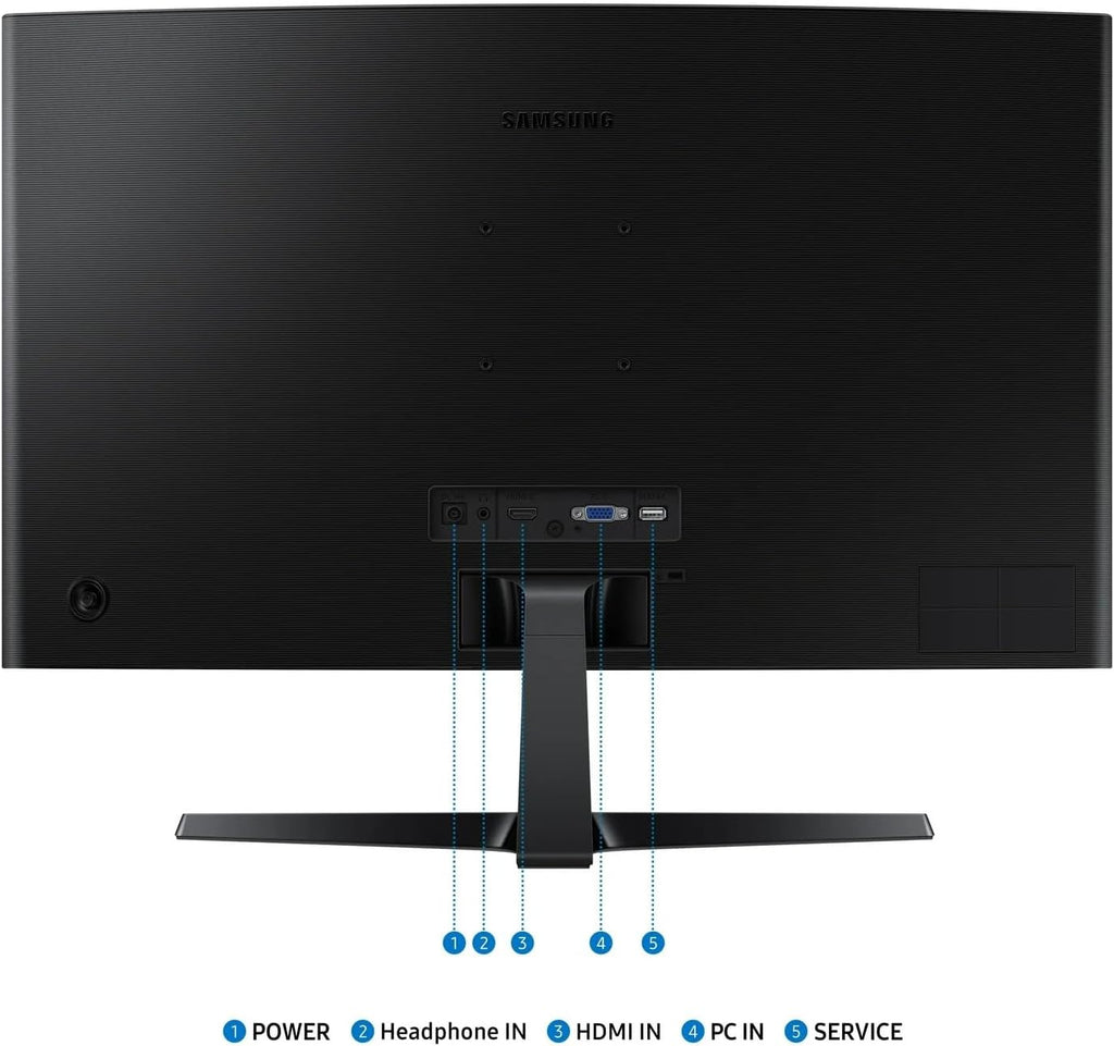 Samsung 27' Essential S3 Series LED Curved Monitor, FHD 1800R, Game Mode, Dual Ports, Eye Comfort, 100Hz, Black, with GSF HDMI Cable
