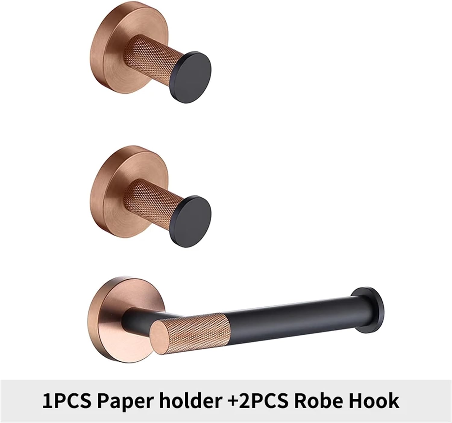 Black Rose Gold Wall Mount Stainless Steel Robe Hook Toilet Paper Holder Towel Bar Rack Cup Holder Bathroom Set(Whole Set 06)